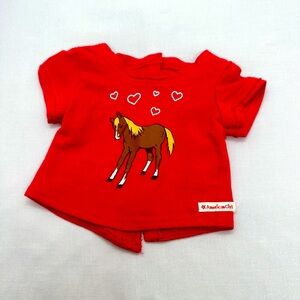 American Girl Brand Red t-shirt with horse and hearts. Retired 2014.